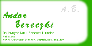 andor bereczki business card